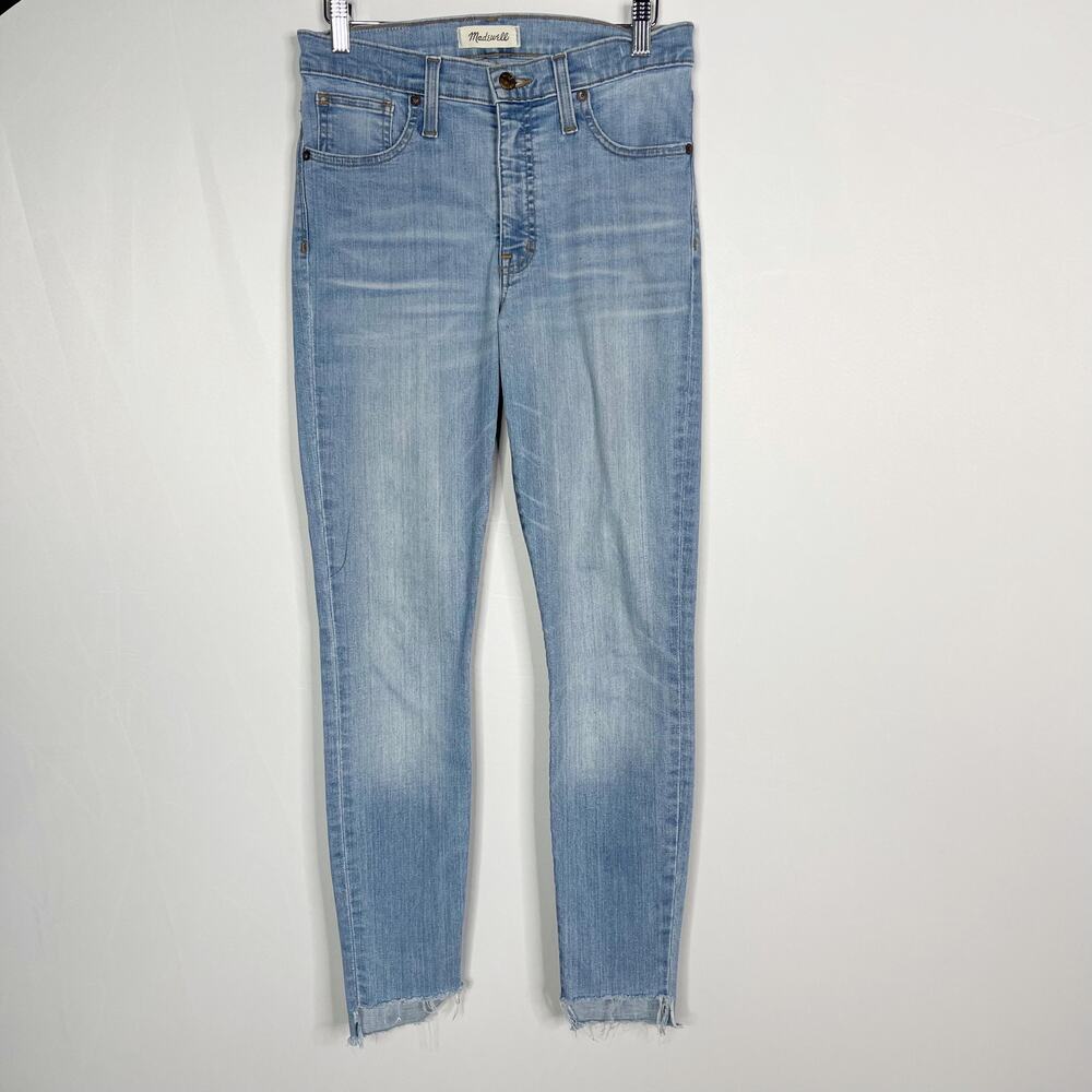 Madewell Womens 27 9" High Rise Skinny Jeans Light Wash Destructed Hem Edition